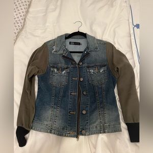 John Eshaya Denim Coat with Green Sleeves (M/L)